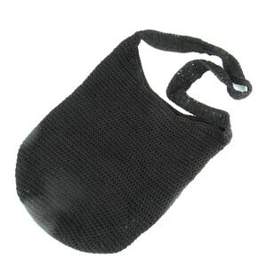 Saddle River Hobo Handbag Women L Black Nylon Crochet Lined Purse Shoulder Bag
